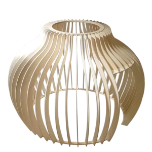 Structure scénographique Nest, cocon en lattes de bois cintré